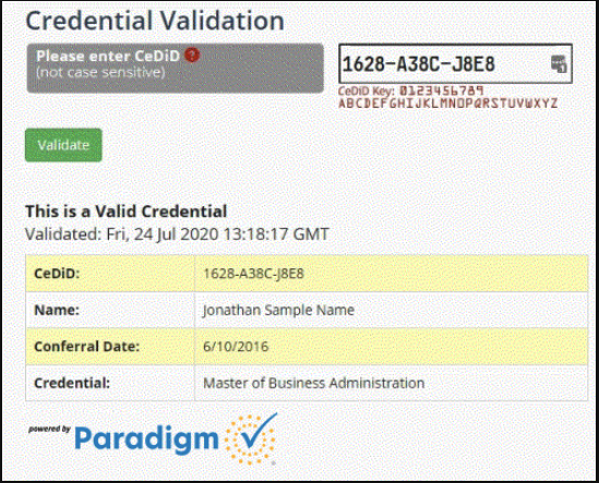 Sample Credential